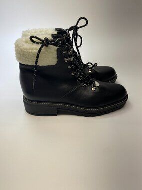 Bernardo Womens Dash Black Leather Lace Up Boots Sz 9.5